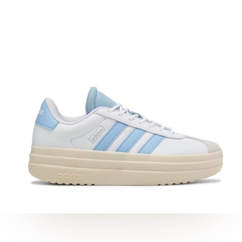 New In Box Adidas Women's VL Court Bold Platform Sneaker White/Glow Blue